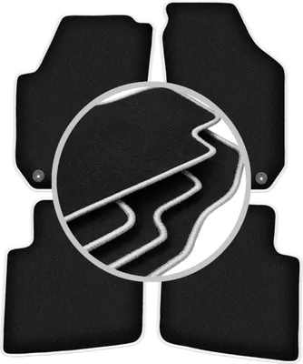 Produktbild von Fußmatten Velours Schwarz/Silber für Skoda Roomster 2006-2015 Set 4-tlg