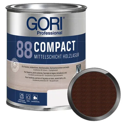 Produktbild von GORI 88 Compact Lasur 5 Liter NUSSBAUM Mittelschichtlasur Holzlasur Wetterschutzlasur