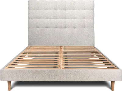 Obrázek produktu pro Postel s čalouněným čelem - látka Bouclé - 150 x 190 cm