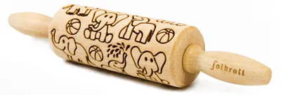 Produktbild von Folkroll Gravierte Kinder Teigrolle mit Elefantenmuster