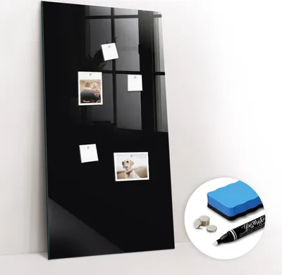 Produktbild von Magnetpinnwand Memoboard - Zubehörsatz - Weißer Marker + Schwamm + Magnete - 60 x 120 cm - Schwarze Farbe