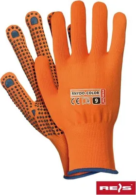 Zdjęcie produktu dla RNYDO-COLOR - Rękawice ochronne wykonane z poliestru (ścieg 13) z jednostronnym nakropieniem - 7 kolorów - 5-11