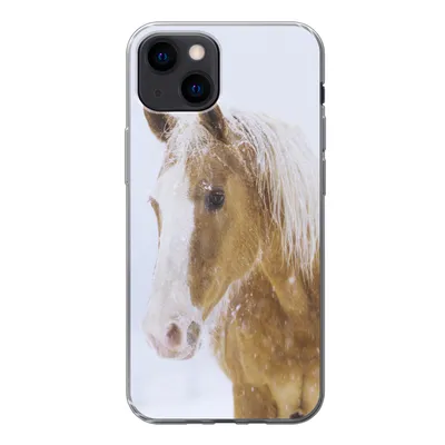 Produktbild von MuchoWow® Handyhülle Schutzhülle Hülle für iPhone 13 mini Pferd - Schnee - Winter Silikon Softcase Handy Hülle - Softcase