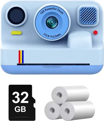 Produktbild von Kinderkamera, Dual-Linse, Sofortdruck, Blau