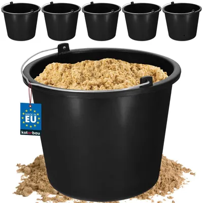 5 Kunststoff-Baueimer 5 L, schwarz, mit Metallgriff