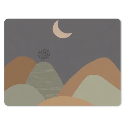 Produktbild von MuchoWow® Mauspad Mousepad Berg - Baum - Mond - Pastell 40x30 cm - Mousepads - Maus Mat - Pad - Mausunterlage - Anti Rutsch