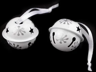 Produktbild von 5 Schellen  30mm  Glocken  weiß-silber  Weihnachtsschellen Weihnachten Deko
