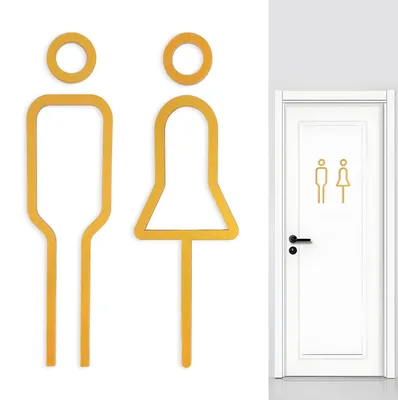 WC-Schild selbstklebend Gold Acryl Türschild mit Symbolen