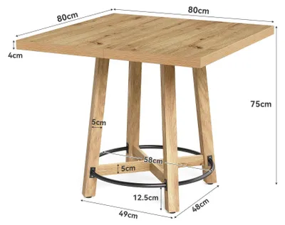 Produktbild von Esstisch - Quadratischer Küchentisch 80 cm - Für 2–4 Personen - Für kleine Räume - Holz, minimalistisches Design - Dunkelkhaki