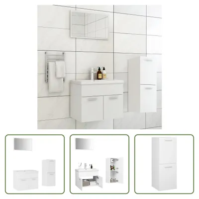 Produktbild von The Living Store Badmöbel-Set Weiß Holzwerkstoff