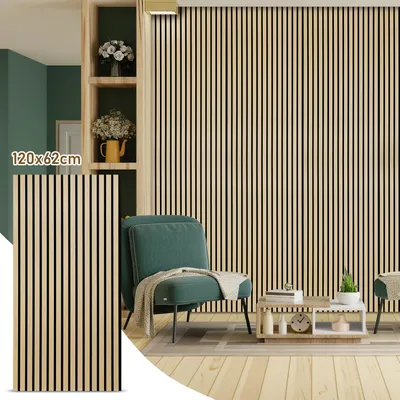 Produktbild von Bettizia Akustikpaneel Wandpaneel Moderne Wandpaneele  Akustik HolzwandHolz 1 Paneele MDF Wandpaneele 120x60x2.1cm Hölzern