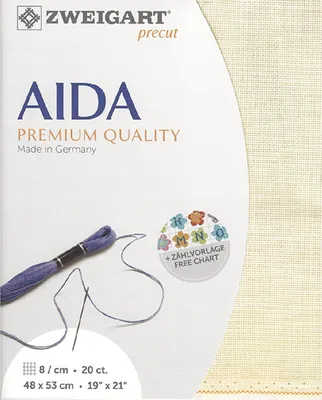 Produktbild von AIDA Zweigart precut 20 ct. Extra Fein-Aida 3326 Farbe 264 hell beige, Zählstoff für Kreuzstich 48x53cm