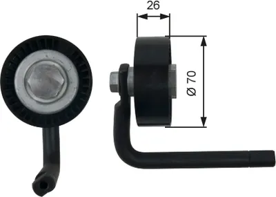 Produktbild von GATES T39202 Spannrolle Keilrippenriemen 70mm für BMW 3 Limousine (E46) 5 Limousine (E39) 3 Touring (E46) 5 Touring (E39) X5 (E53)