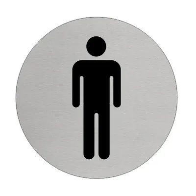 Produktbild von CombiCraft Aluminium Türschild 'Herren Piktogram' - Ø75mm mit 3M-Klebeband
