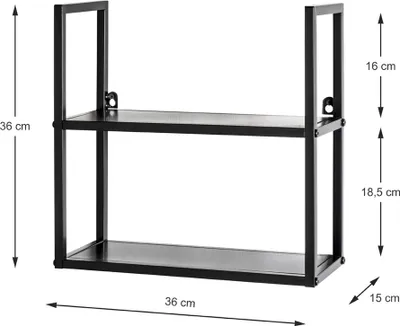 Produktbild von Wandregal >25563< in schwarz, Metall - 36x36x15cm (BxHxT)