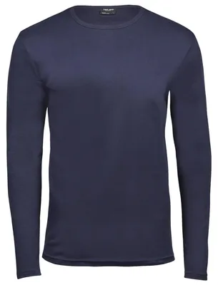 Productafbeelding van Tee Jays heren interlock shirt met lange mouwen, ronde hals, model FK898 (maat M), marineblauw