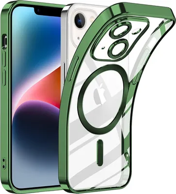 Obrázek produktu pro Pouzdro na mobilní telefon pro iPhone 15 s ochranou Magsafe a fotoaparátu, magnetické ultratenké průhledné pouzdro Green
