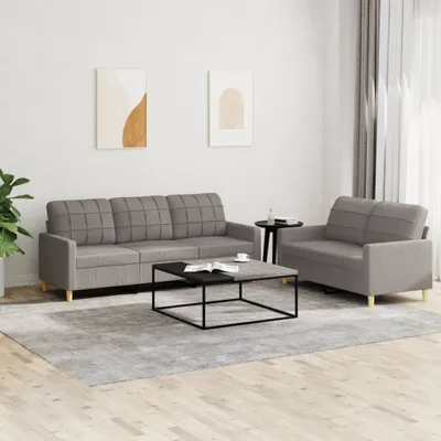 Immagine prodotto di Maison Exclusive - Set divano a 2 posti con cuscini in tessuto color taupe