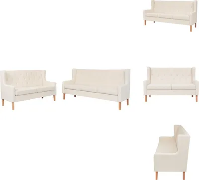 Produktbild von vidaXL 2-tlg. Sofa-Set Stoff Cremeweiß -  Sofas