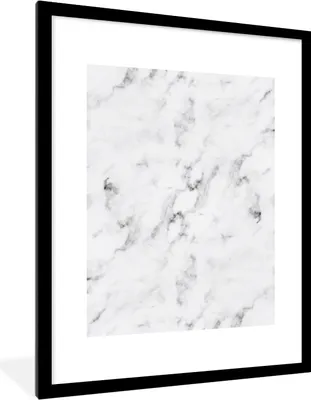 Produktbild von MuchoWow® Gerahmtes Poster Marmor - Luxus - Weiß - Grau - Marmoroptik 60x80 cm - Poster mit Schwarzem Bilderrahmen Wandposter Rahmen Foto Bilder - Wohnzimmer - Dekorationen - Prämie