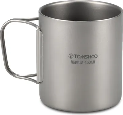 Produktbild von TOMSHOO 450 ml doppelwandiger Titan-Wasserbecher, Kaffeebecher, geeignet für Zuhause, Büro, Camping, Outdoor, Wandern, Picknick (mit Griff)
