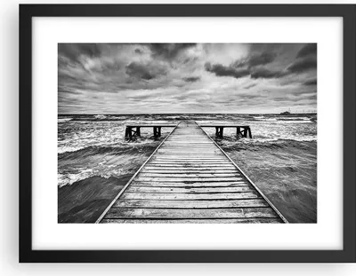 Produktbild von Gerahmtes Poster - Schwarzer Rahmen - Brücke Meer Welle - 40x30 cm - Wand Bild - Wanddeko - Wandbilder - Kunstposter - Wandposter - Bilderrahmen - Bilder - Kunstdruck - Wandbild - P2BAA40x30-3637
