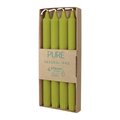 Produktbild von 100% PURE, NATURAL WAX, Stabkerze, Olive, WENZEL, 250/23 mm, Brenndauer ca. 10h, 100% plastikfreie Verpackung