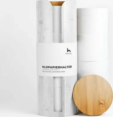 Produktbild von Hennez Toilettenpapier-Aufbewahrung - Weiß - für 4 Rollen - mit Deckel & Ablage