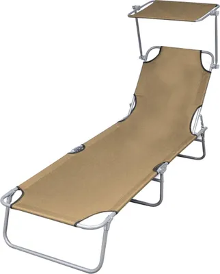 Produktbild von Sonnenliege Klappbar mit Sonnenschutz Stahl Taupe