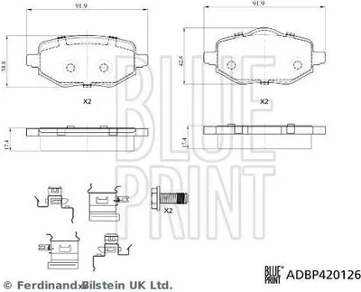 Produktbild von BLUE PRINT Bremsbeläge Satz Hinten für OPEL Corsa F ADBP420126