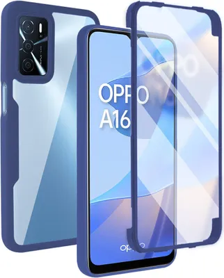 Produktbild von OPPO A16 Schutzhülle, Eingebautem Displayschutz 360 Grad Komplettschutz Handyhülle für OPPO A16/A16S/A54S/A54 4G/A55 Blau