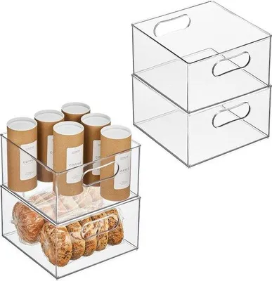 Produktbild von Famanu Kühlschrankorganizer große Aufbewahrungsbox - transparent, Set von 4