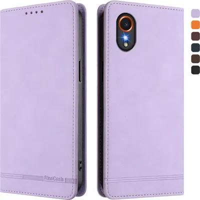 Produktbild von Hülle für Samsung Galaxy Xcover7, Retro Kunstleder Ständer Klapphülle mit Kartenfächer und Magnetische Violett