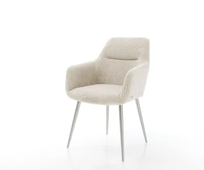 Produktbild von DELIFE Esszimmerstuhl Pejo-Flex Cord Beige 4-Fuß konisch Edelstahl Taschenfederkern