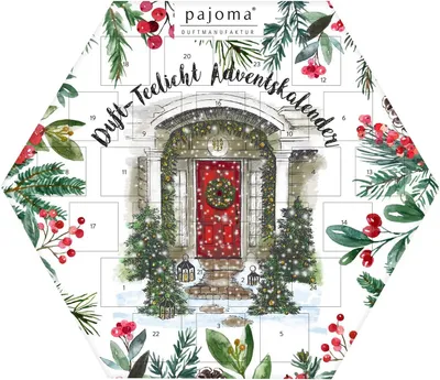Produktbild von Pajoma Duftkerzen, Duftteelichter, Adventskalender, sechseckig, blau, 24 Teelichter in 6 verschiedenen Sorten inklusive Teelichterhalter