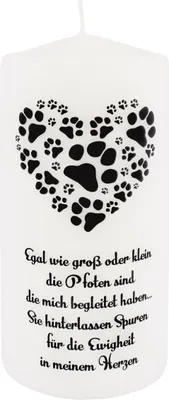 Produktbild von Tier-Trauerkerze "Herz mit Pfoten" 150 x Ø 70 mm mit Klarsichtkarton