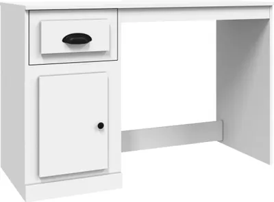 Image de vidaXL Bureau avec tiroir blanc 115x50x75 cm Bois composite