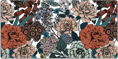 Produktbild von Schreibtischmatte Tischunterlage 100x50 cm Mauspad - Retro-Blumen