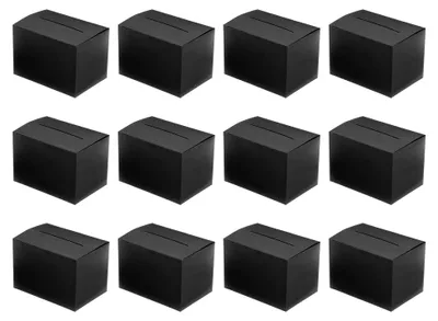 Produktbild von Karton-Vorschlagsbox, 12 Stück, 6,5 x 4,5 x 4,5 Zoll, Wahlurne mit abnehmbarer Kopfzeile, Losbox für Vorschläge, Sammlung, Trinkgeld, Spenden, Abstimmung, Schwarz