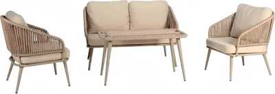 Image de Meubles de jardin modernes Beige Luxe Ensemble de canapés Table basse Fauteuil haut de gamme