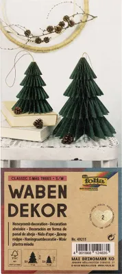 Produktbild von folia Wabendekor CLASSIC XMAS TREES 2er Set Größe: S/M 120 g/qm