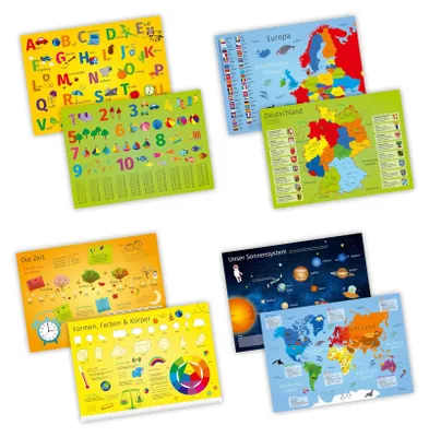 Produktbild von 4er Set Kinder Tischset mit Lerneffekt Platzset