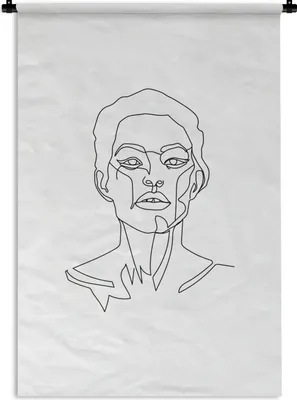 Produktbild von MuchoWow® Wandteppich Wandbehang Strichzeichnung - Gesicht - Frau 90x135 cm Tapisserie Dekoration Wandtuch - Baumwolle - Wandskulptur