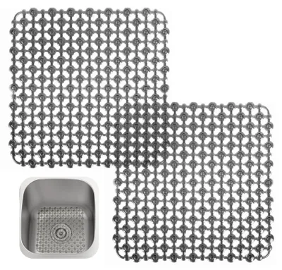 Productafbeelding van Spoelbakmatten - Set van 2 - Antislip - Bescherming voor spoelbak en servies - 28x28 cm - Vrij van BPA