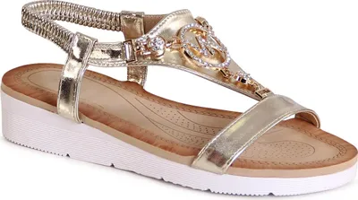 Produktbild von topschuhe24 3003 Damen Riemchen Sandalen Glitzer Sandaletten , Farbe:Gold, Größe:41 EU