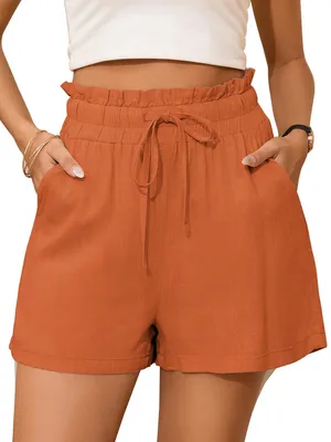 Produktbild von StylSense Kurze Hose Damen Sommer Leinen Musselin Bermuda Shorts Baumwolle High