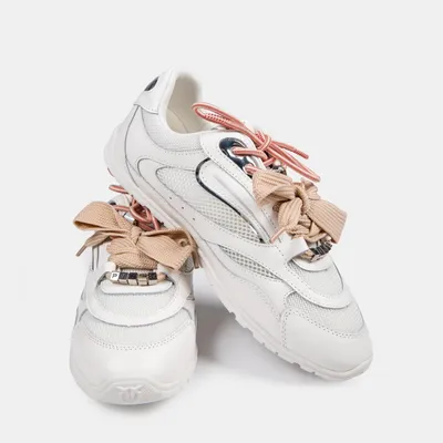 Zdjęcie produktu dla PINKO Yulia 01 białe sneakersy z zamszem i siatką SS018P132Z1B
