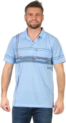 Immagine prodotto di T-shirt polo da uomo Polo a manica corta con motivo, blu chiaro M