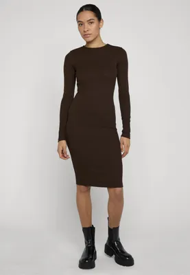 Image de Robe pour femme Urban Classics Ladies Rib Dress marron - L