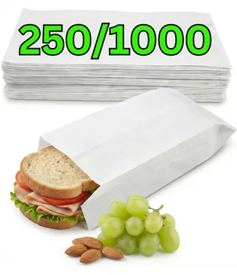Papierbeutel, 1000 Stück, weiß, 10 x 5,5 x 25 cm, Kraftpapier